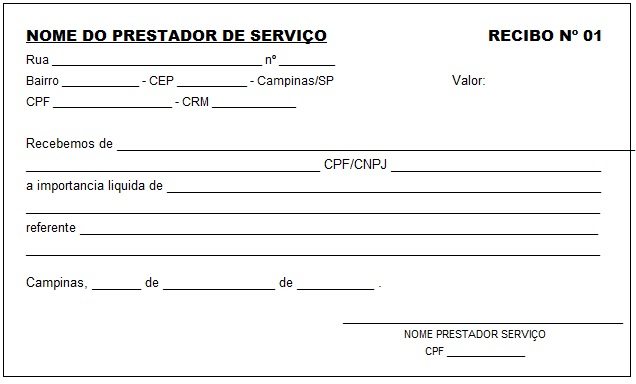 Modelo de Recibo de Serviço Prestado - Exemplo e Como Fazer