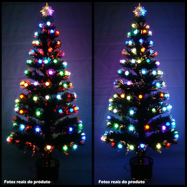 Árvore de Natal Fibra Ótica - Branca, Com Led, Giratória e mais